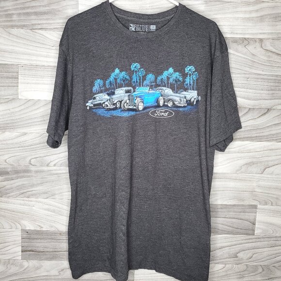 New Port Blue T Shirt Men's XL Dark Gray Graphic Hot Rod Ford Car - Picture 1 of 8